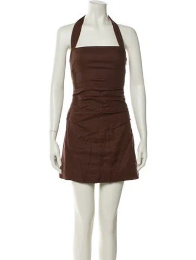 Pre-owned Sir Linen Mini Dress In Brown