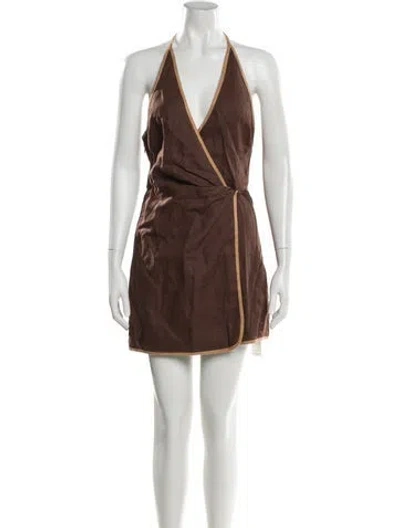 Pre-owned Sir Linen Mini Dress In Brown