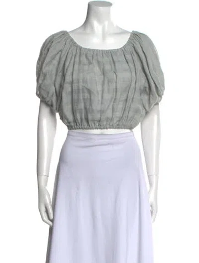 Pre-owned Sir Linen Scoop Neck Crop Top In White