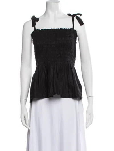 Pre-owned Sir Linen Square Neckline Crop Top In Black