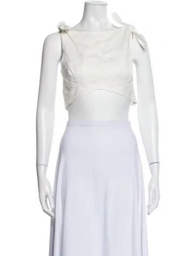 Pre-owned Sir Linen Square Neckline Crop Top In White