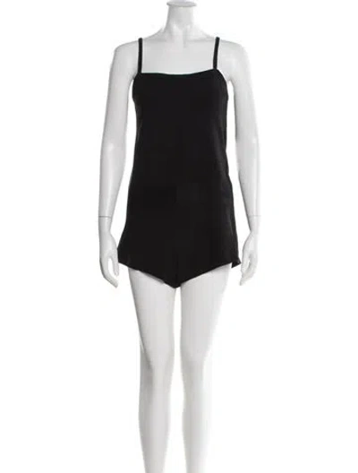 Pre-owned Sir Linen Square Neckline Romper In Black