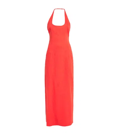 Sir . Linen-blend Halterneck Elodie Maxi Dress In Orange
