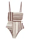 Sir Linocut Beaded Swimsuit In Brown