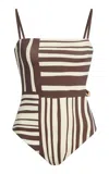 Sir Linocut Beaded One Piece In Brown