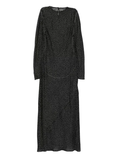 Sir Lisander Polka-dot Long-sleeve Dress In Black