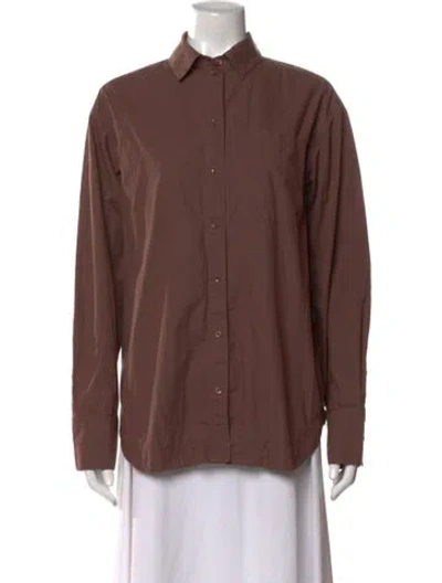 Pre-owned Sir Long Sleeve Button-up Top In Brown