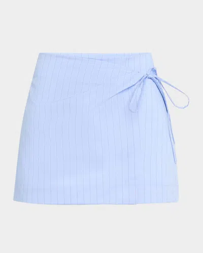 Sir Lori Pinstripe Mini Skirt In Sky Blue