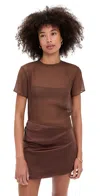 Sir Luca Silk Mini Dress Chestnut In Brown