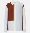Sir Marais Button-front Silk Shirt In Blue