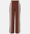 Sir Marais Striped Silk Straight-leg Pants In Burgundy