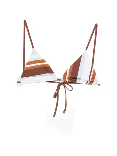 Sir Marais Striped-pattern Bikini Top In Brown