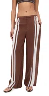 Sir Marais Striped Silk Straight-leg Pants In Brown
