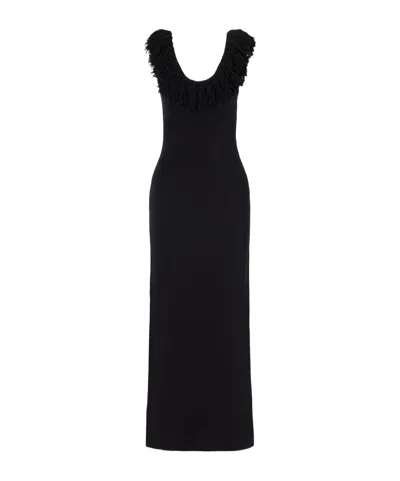 Sir Marcelline Fringed Stretch-knit Maxi Dress In Black