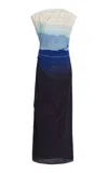Sir Mariner Silk Midi Dress In Shoreline Stripe