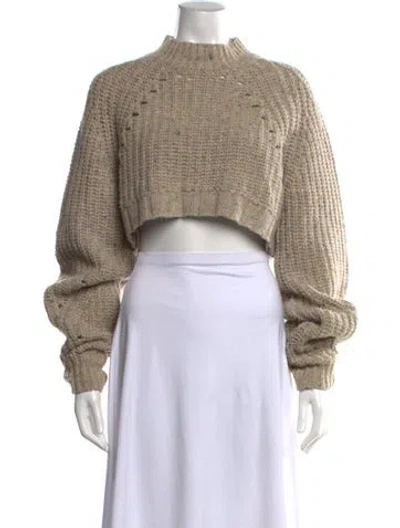 Pre-owned Sir Merino Wool Mock Neck Sweater In Neutral