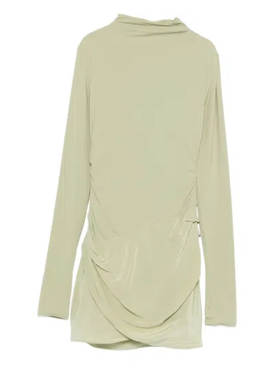 Sir Milesi Front-drape Mini Dress In Green