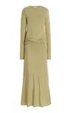Sir Milesi Twisted Jersey And Satin Gown In Green