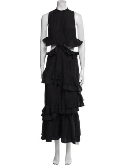 Pre-owned Sir Mock Neck Long Dress In Black