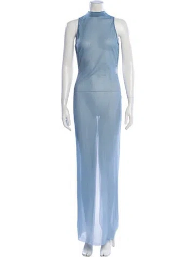 Pre-owned Sir Mock Neck Long Dress In Blue