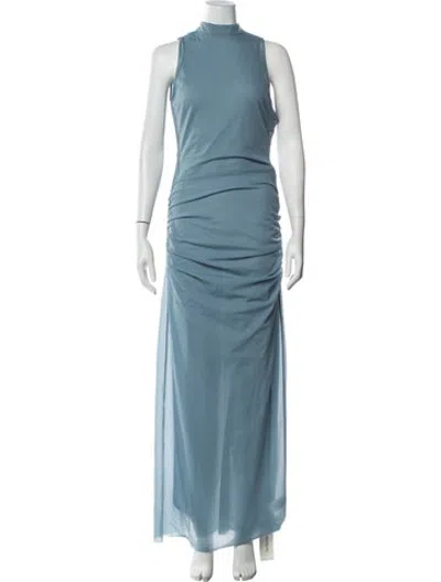 Pre-owned Sir Mock Neck Long Dress In Blue