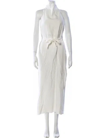 Pre-owned Sir Mock Neck Long Dress In White