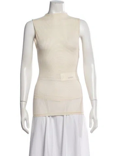 Pre-owned Sir Mock Neck Sleeveless Top In White