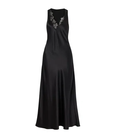 Sir Montparnasse Lace-trim Racerback Maxi Dress In Black