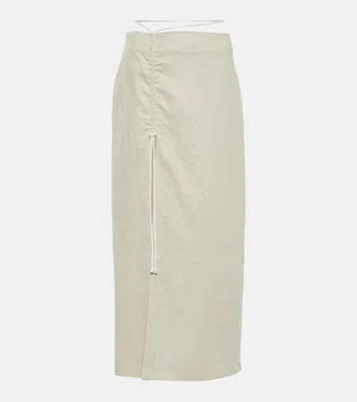 Sir Musee Wrap Linen Midi Skirt In Beige