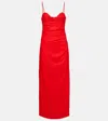 Sir Noemi Ruched Linen Maxi Dress In Red