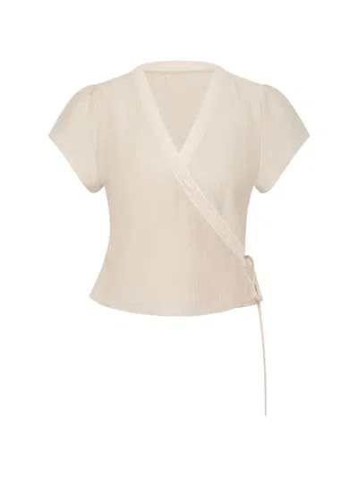 Sir Nora Lace-trim Wrap Top In Brown