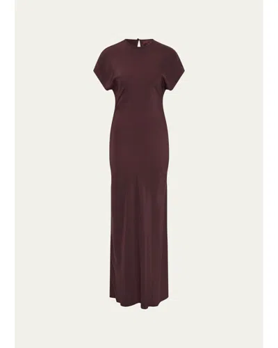 Sir Noria Silk Cap-sleeve Gown In Purple