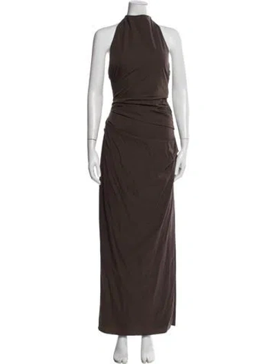 Pre-owned Sir Nylon Long Dress In Brown