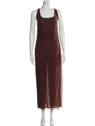 Pre-owned Sir Nylon Long Dress In Burgundy