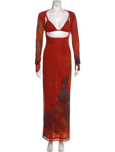Pre-owned Sir Nylon Long Dress In Orange