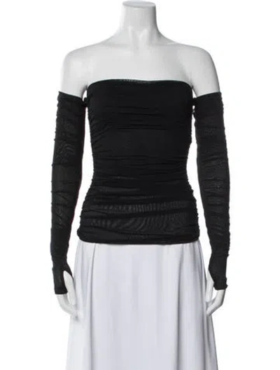 Pre-owned Sir Nylon Off-the-shoulder Top In Black