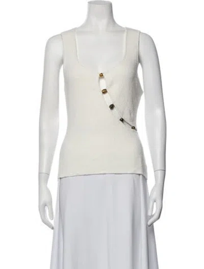 Pre-owned Sir Nylon Square Neckline Top In White