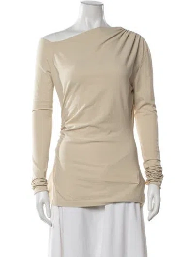 Pre-owned Sir Off-the-shoulder Long Sleeve Top In Neutral