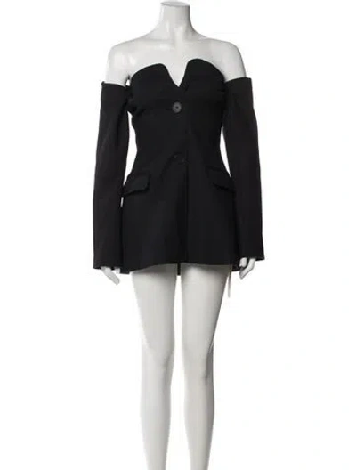 Pre-owned Sir Off-the-shoulder Mini Dress In Black