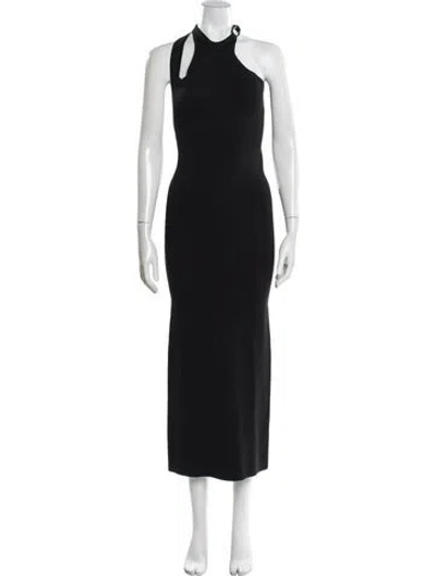 Pre-owned Sir One-shoulder Long Dress In Black