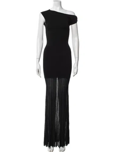 Pre-owned Sir One-shoulder Long Dress In Black