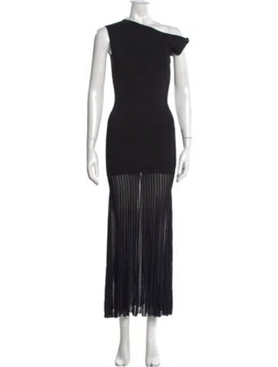 Pre-owned Sir One-shoulder Long Dress In Black