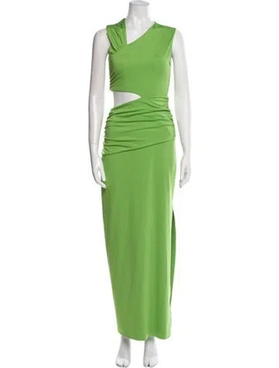 Pre-owned Sir One-shoulder Long Dress In Green