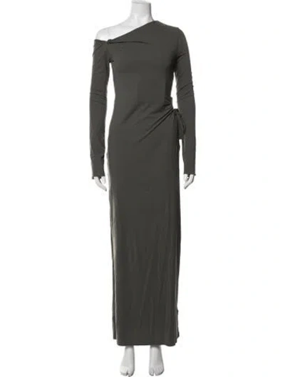 Pre-owned Sir One-shoulder Long Dress In Green