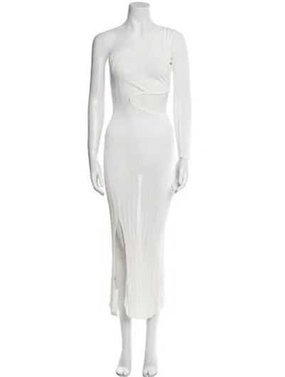 Pre-owned Sir One-shoulder Long Dress In White