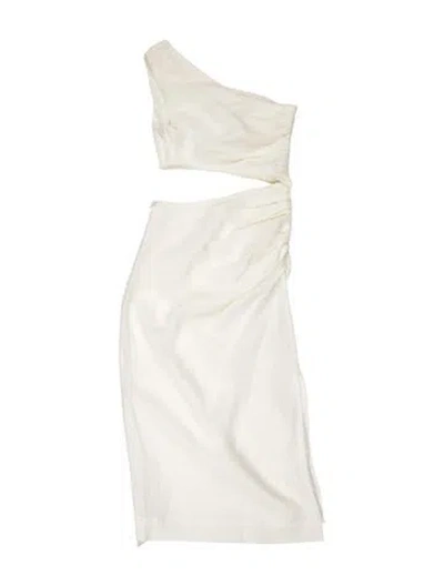 Pre-owned Sir One-shoulder Midi Length Dress In Neutral