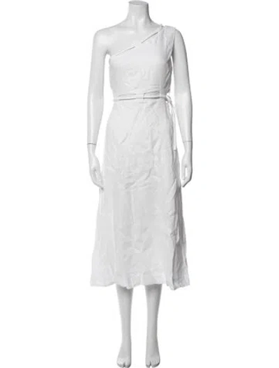 Pre-owned Sir One-shoulder Midi Length Dress In White