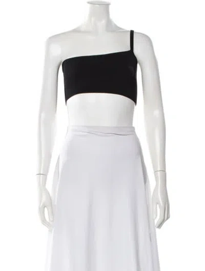 Pre-owned Sir One-shoulder Sleeveless Crop Top In Black