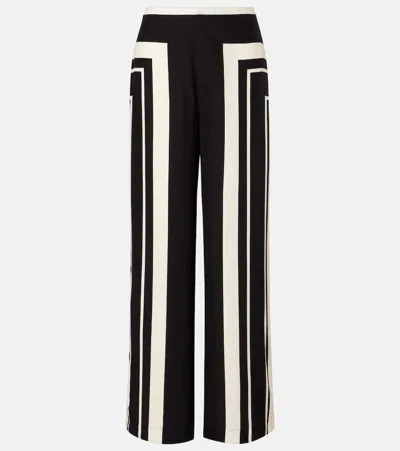 Sir Pietra Printed Silk Crêpe Wide-leg Pants In Black