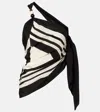 Sir Pietra Printed Silk Crêpe Wrap Top In Black